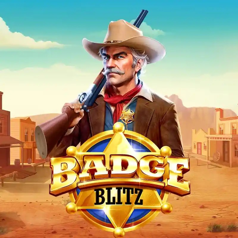 Badge Blitz slot logo by Pragmatic Play at Billybets Casino